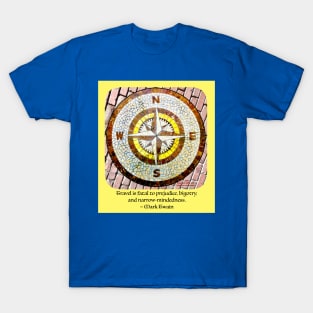 Compass Rose Rounded Edges, Mark Twain Travel Quote T-Shirt